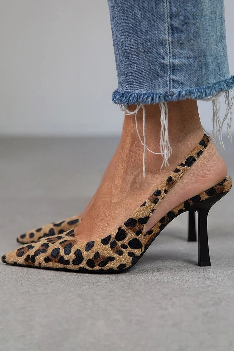 Slingback Hæle til Kvinder | Mønstret Spids Tå