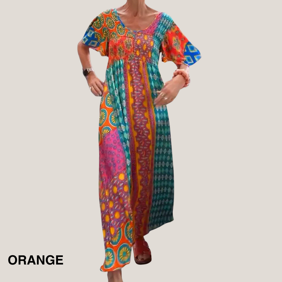 Kvinders Kjole | Paisley Maxi Kortærmet