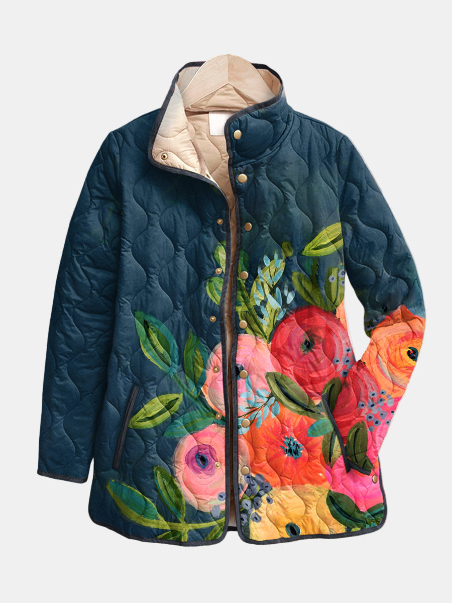 Kvinders Jakke | Farverigt Blomstermotiv