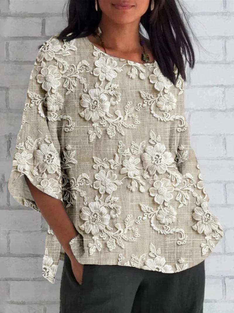 Kvinders Bluse | Vintage Blomsterbroderi