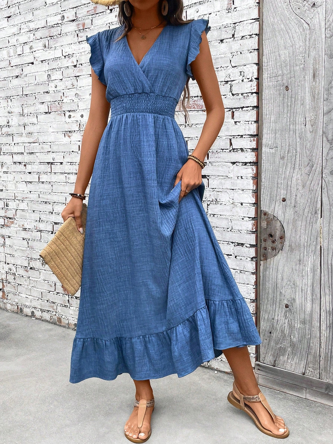Kvindernes Boho Maxi Kjole | Smocked Talje