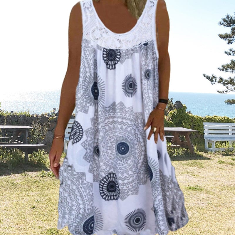 Kvinders Sommerkjole | Geometrisk Print Stil Midi