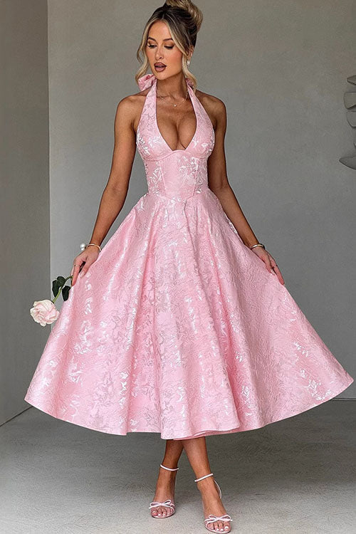 Kvinders Kjole | V-Hals Halterneck Maxi
