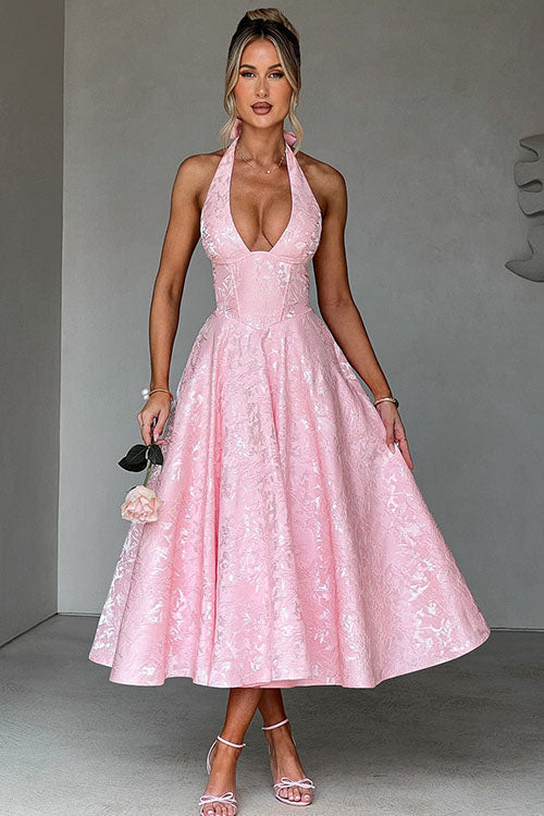 Kvinders Kjole | V-Hals Halterneck Maxi