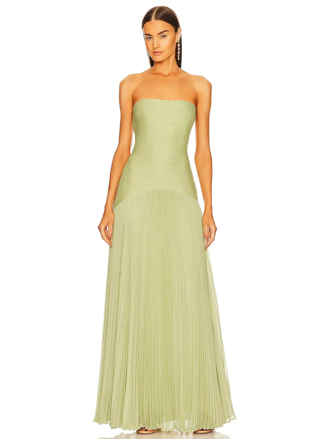 Kvinders Maxi Sommerkjole | Strapless Plisseret