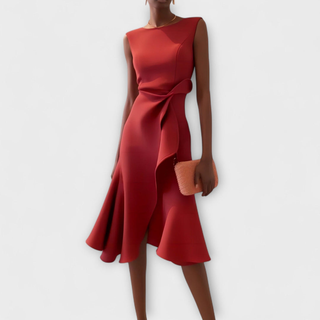 Kvinders Kjole | Ruffle Hem Wrap Detalje Midi
