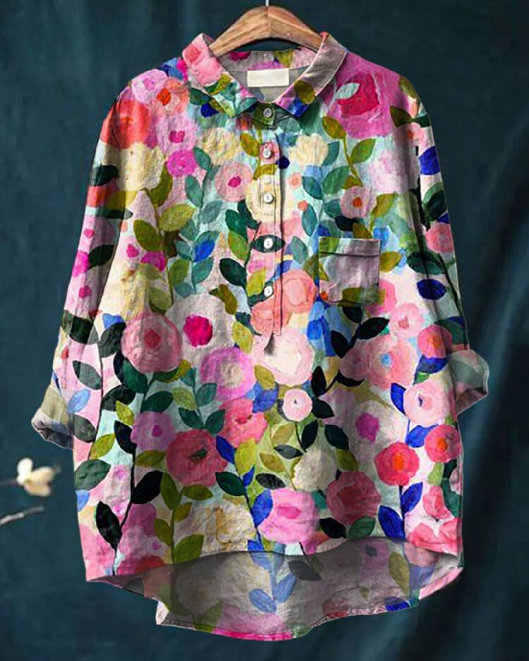 Kvinders Bluse | Knap-Op Blomstret