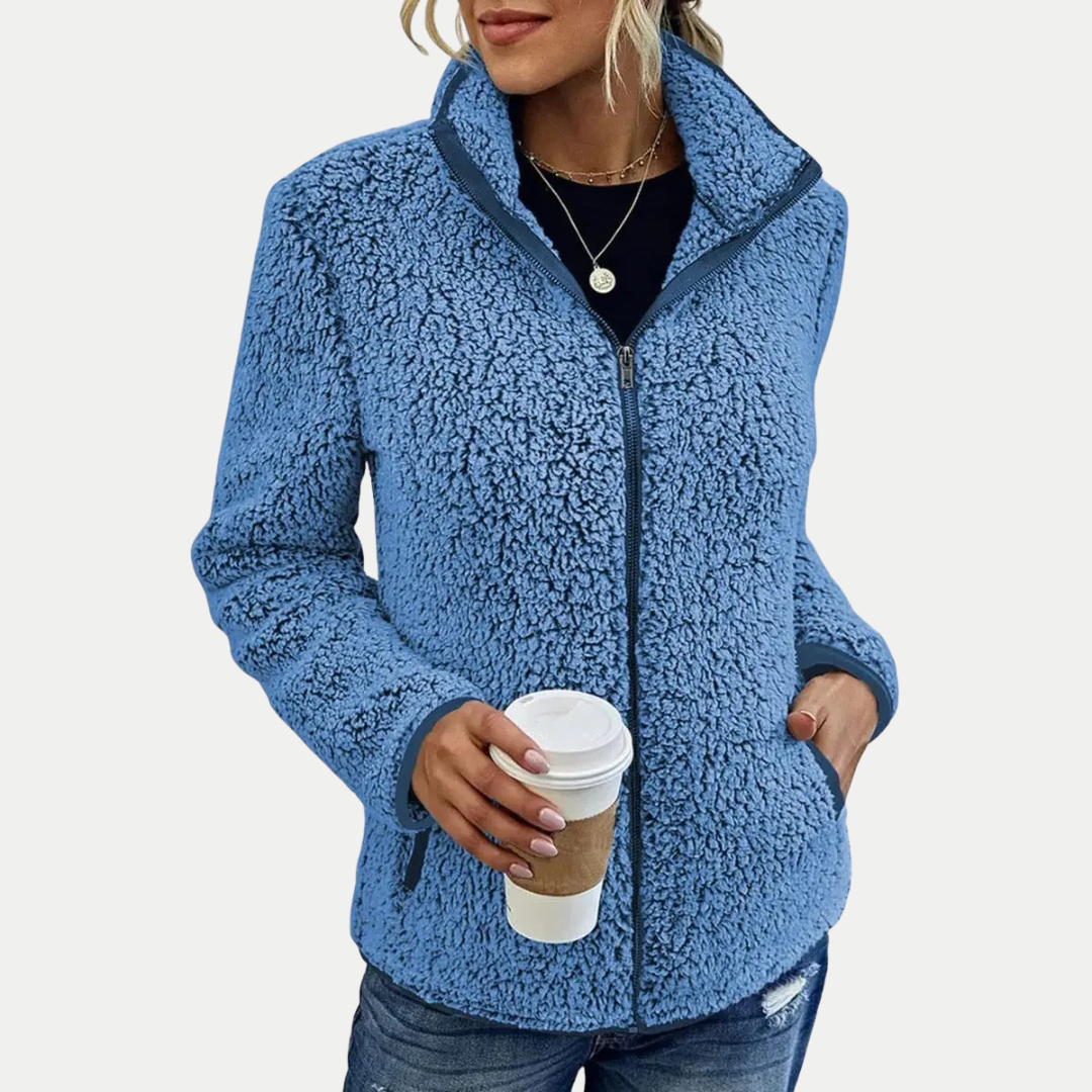Kvinders Fleece Jakke | Tekstureret Overflade Mønster