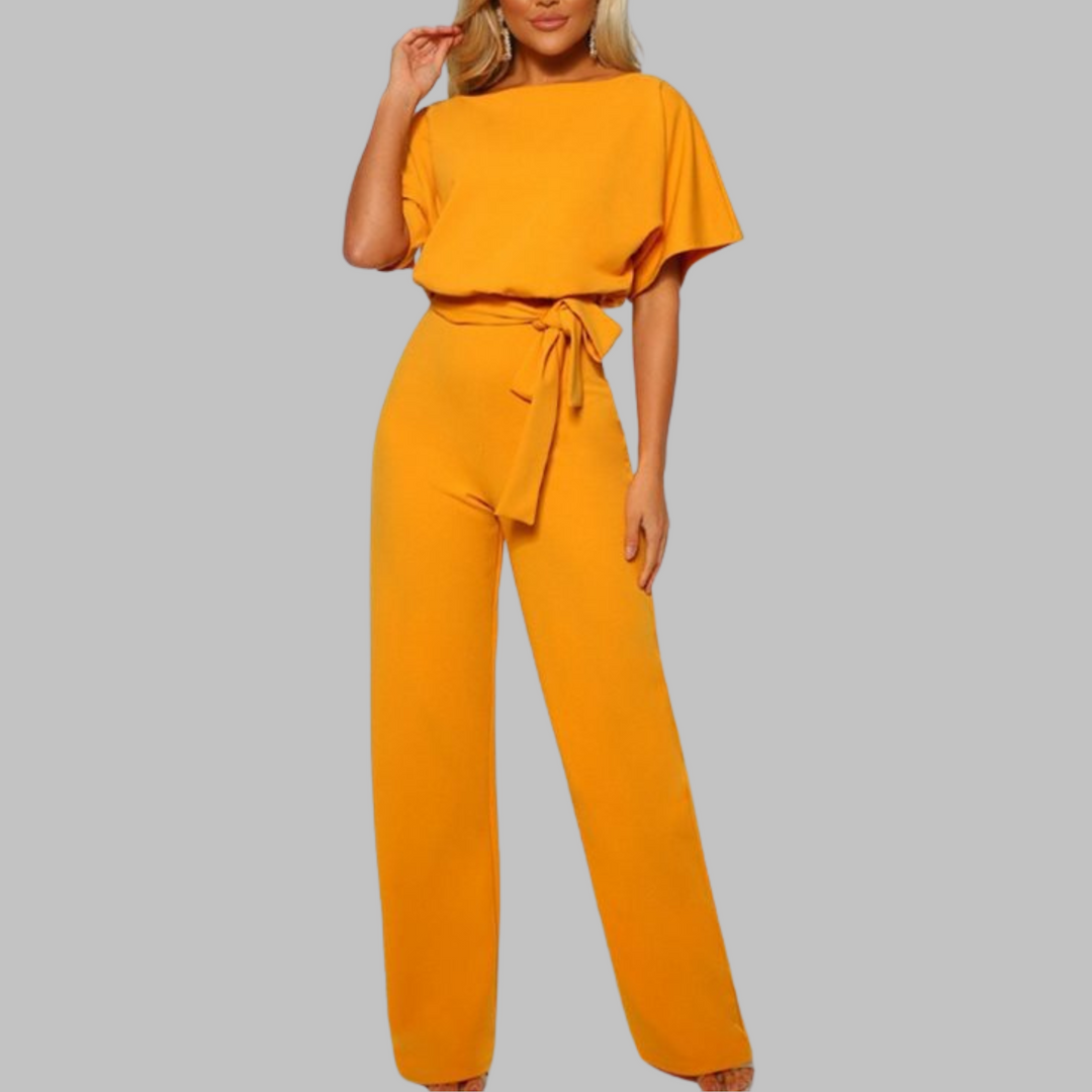 Kvinders Bredbenet Jumpsuit | Bælte med Batwing Ærme