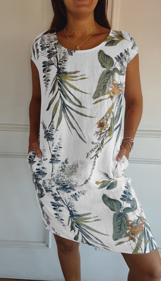 Kvindekjole | Botanisk Print Shift Mini