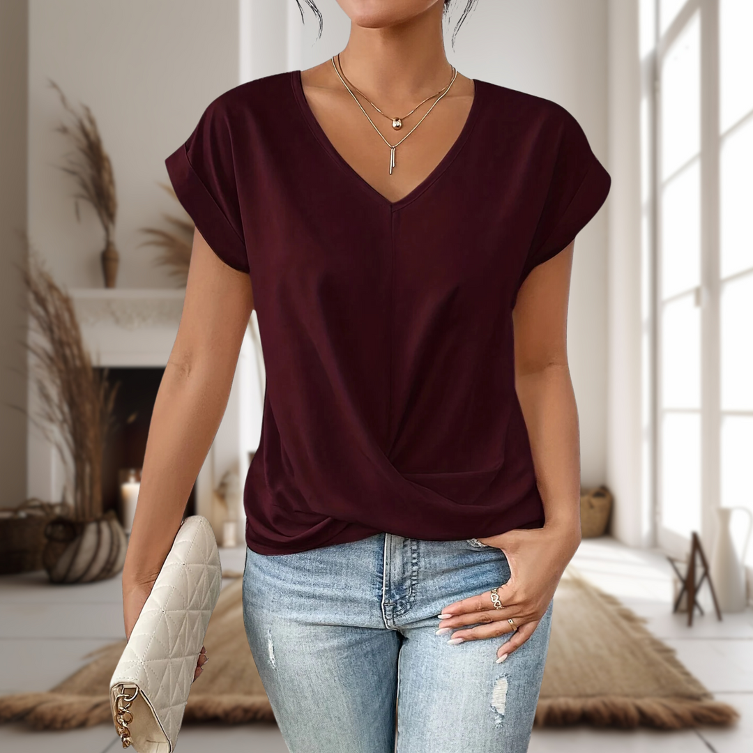 Damebluse | V-Hals Twist Front