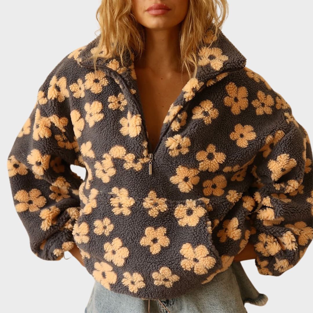 Kvinders Sweater | Blomster Quarter Zip