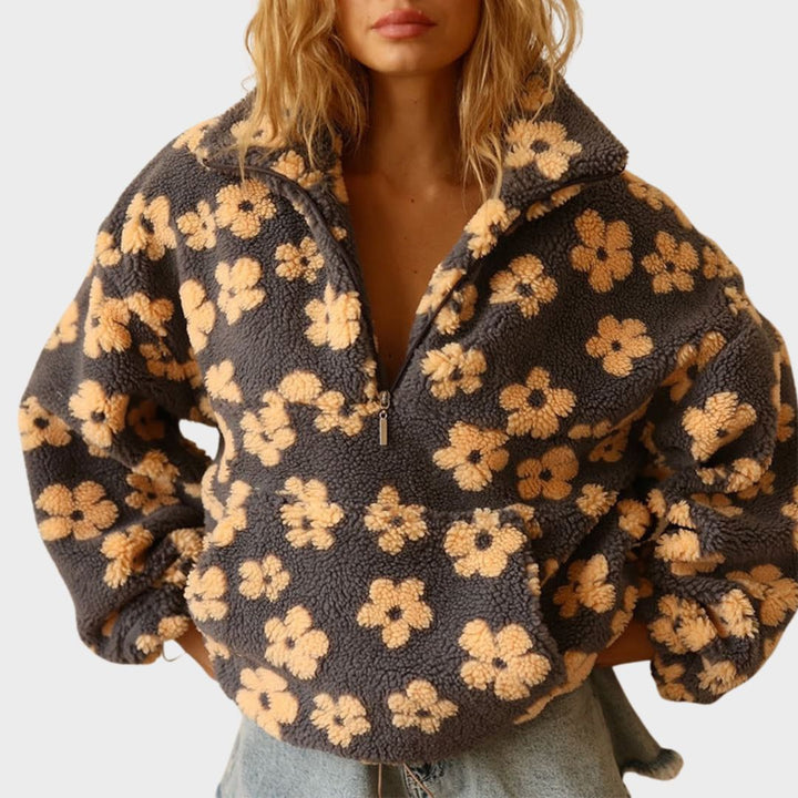 Kvinders Sweater | Blomster Quarter Zip