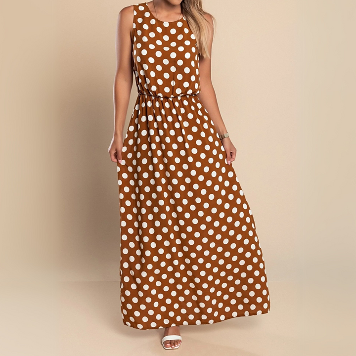 Kvinders Kjole | Uden Ærmer Maxi Polka Dot Print
