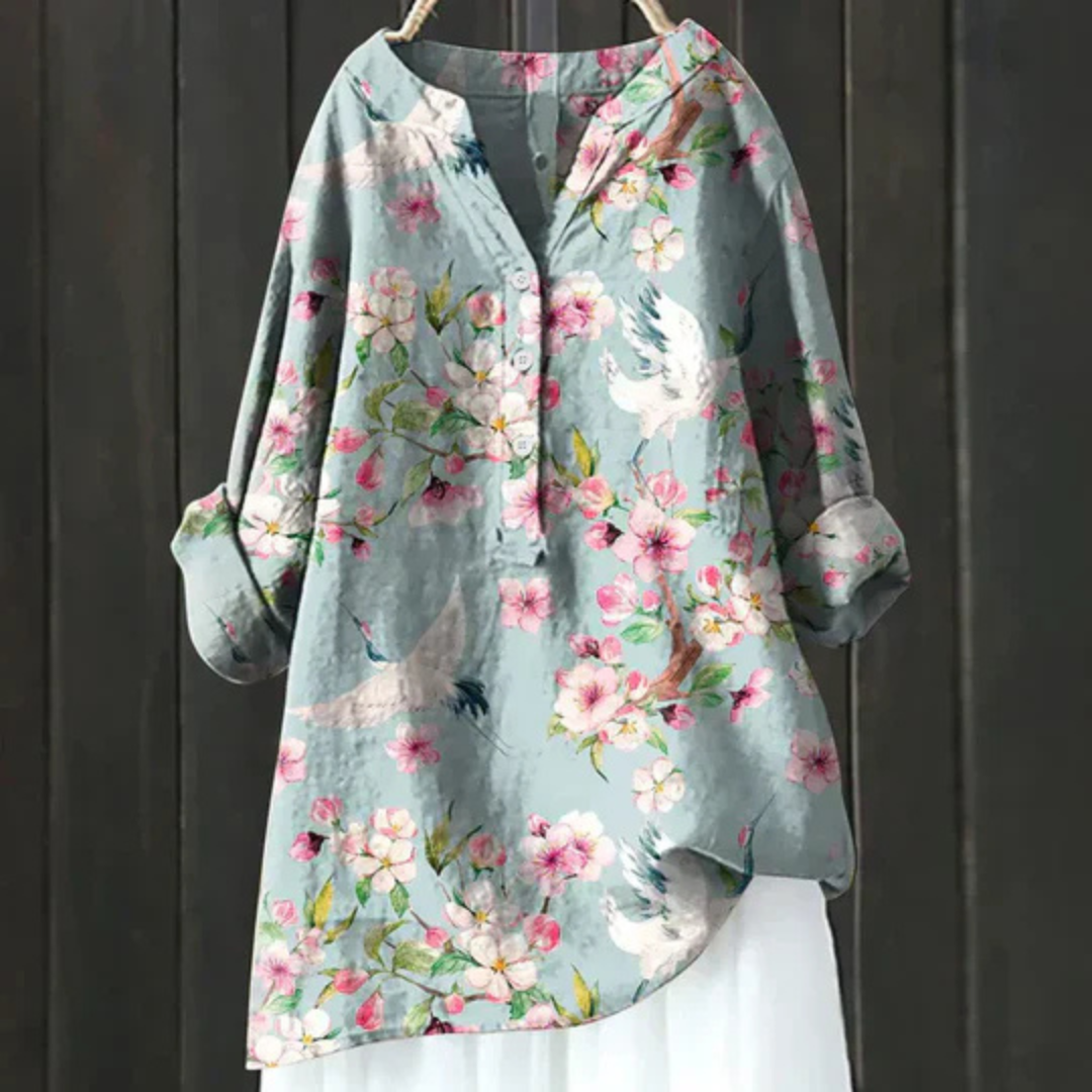 Kvinders Bluse | Blomster Langærmet