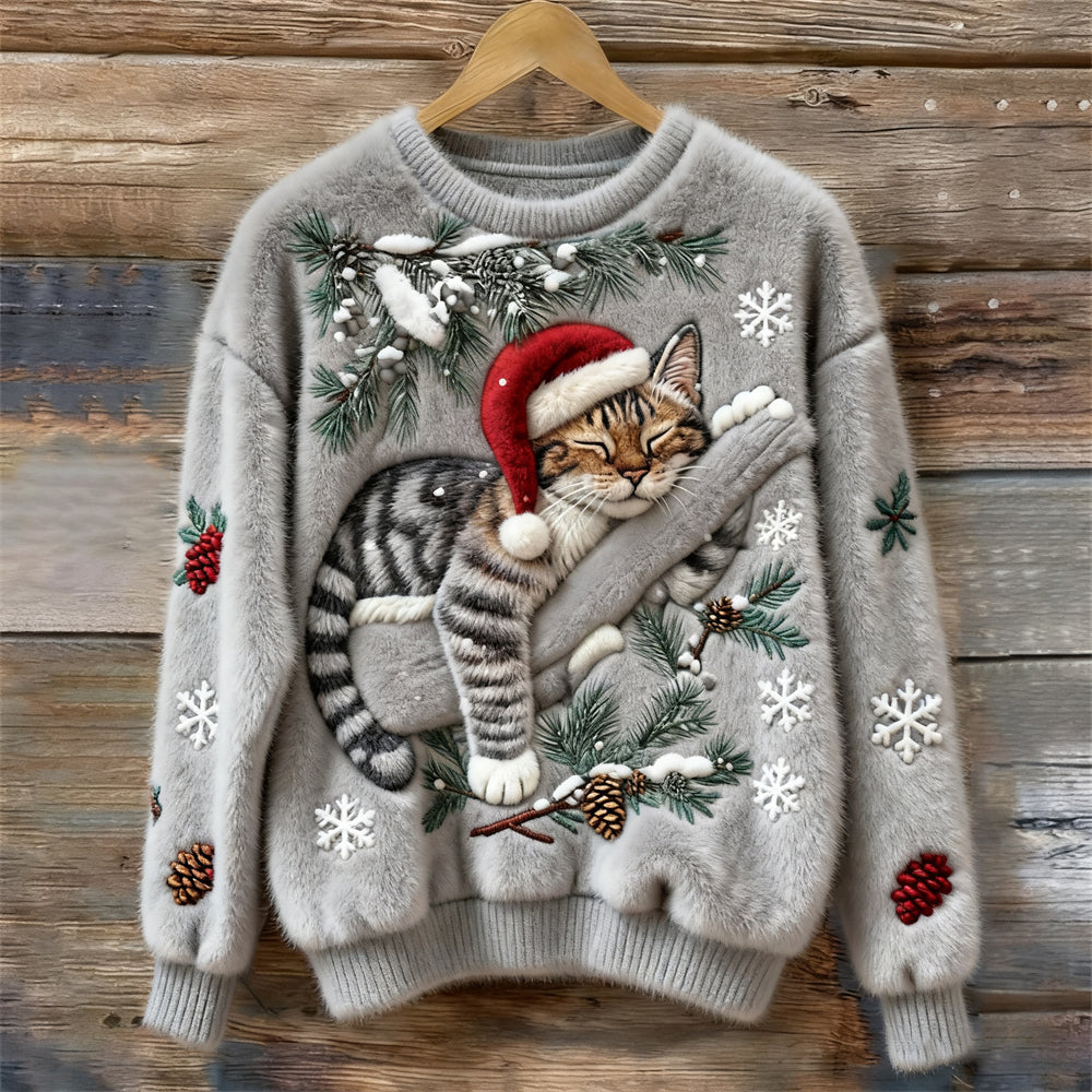 Kvinders Sweater | Festlig Kat Print