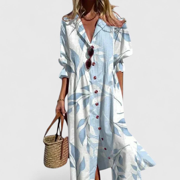 Kvindernes Boho Maxi Kjole | Botanisk Langærmet