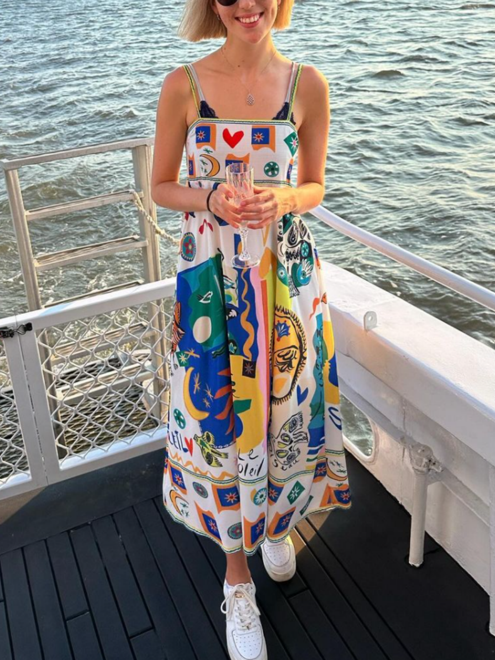 Kvinders Boho Midi Kjole | Blomstertrykt