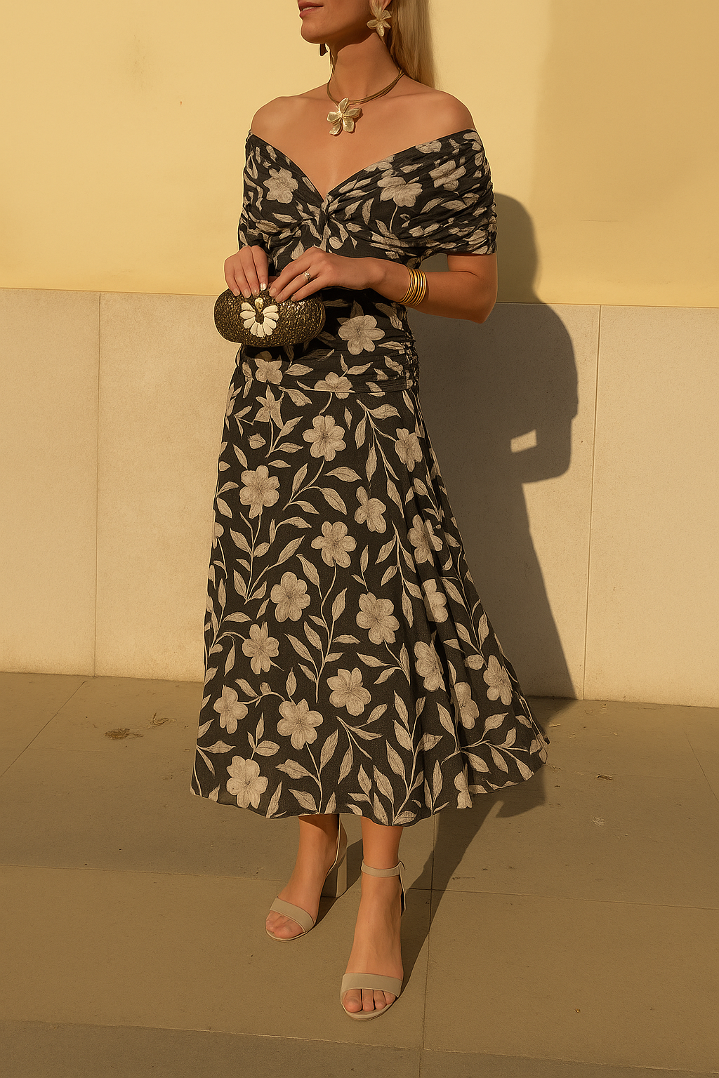 Kvinders Kjole | Blomster Wrap Midi
