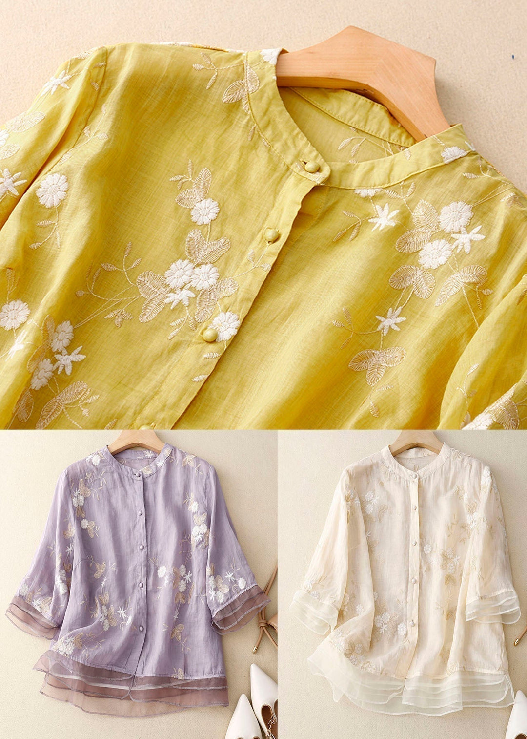 Kvinders Bluse | Broderede Detaljer