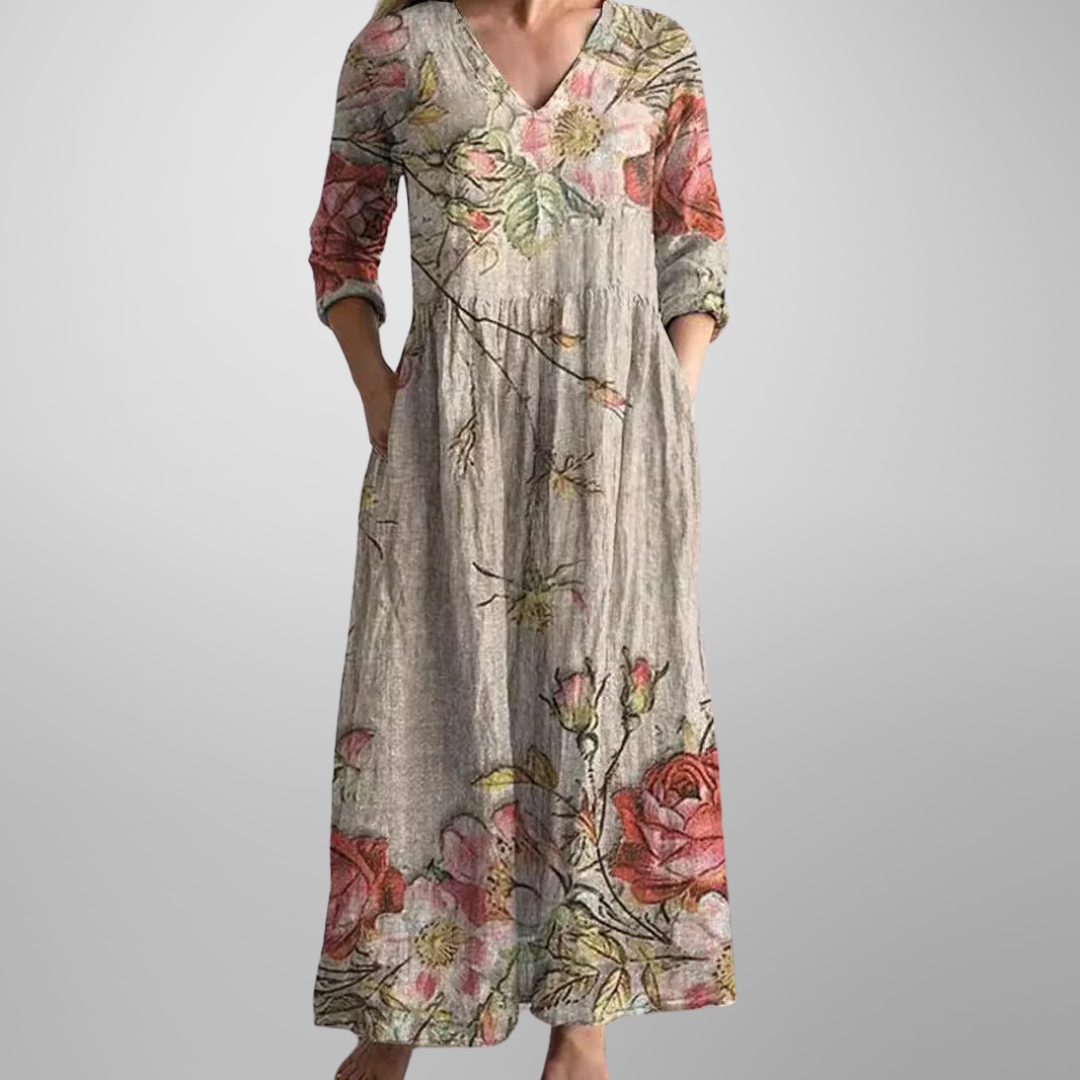 Kvinders Kjole | Blomstret V-Hals Maxi