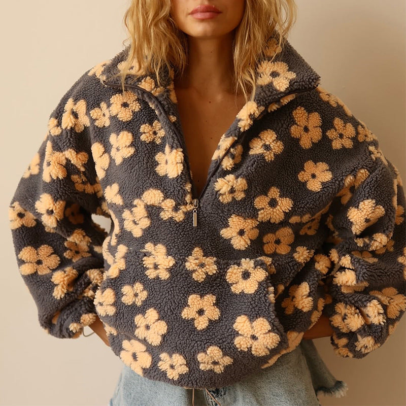 Kvinders Sweater | Blomster Quarter Zip