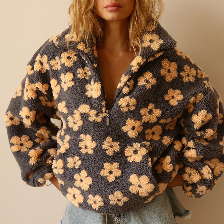 Kvinders Sweater | Blomster Quarter Zip