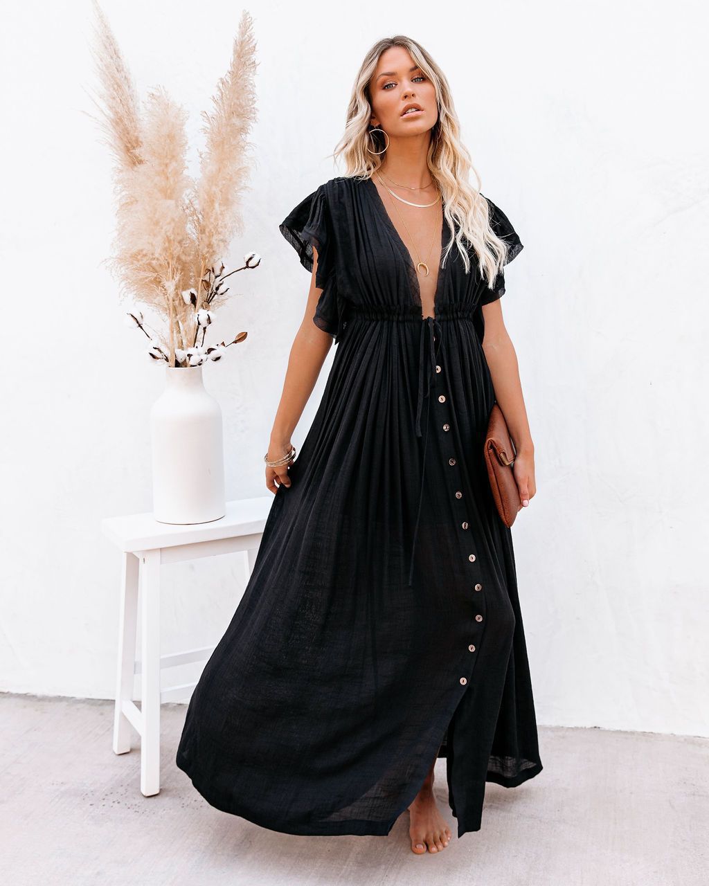 Kvindernes Boho Maxi Kjole | Draperet