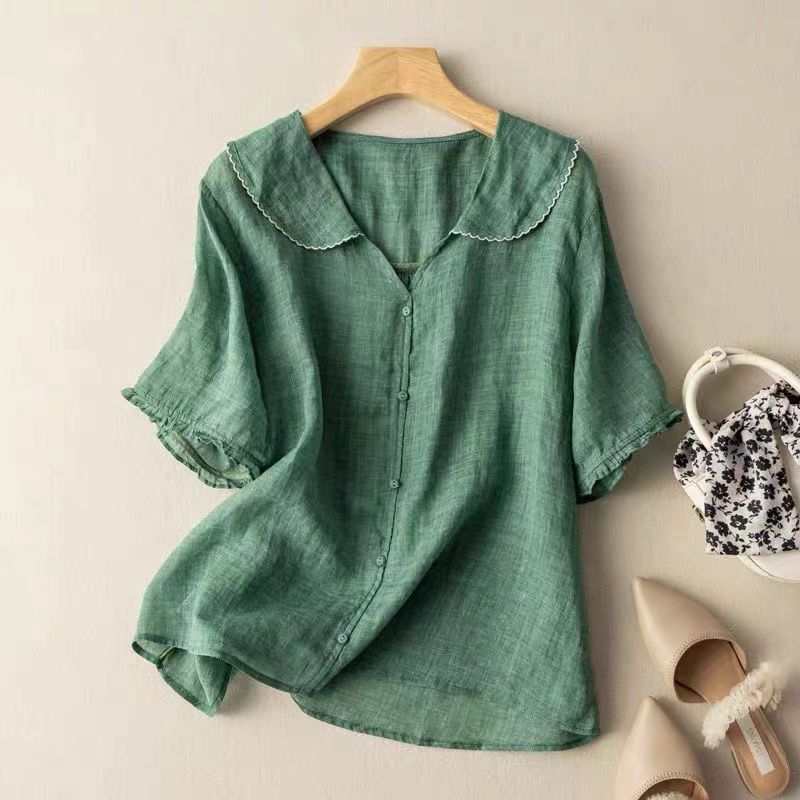 Kvinders Bluse | Knap-front Scalloped Krave