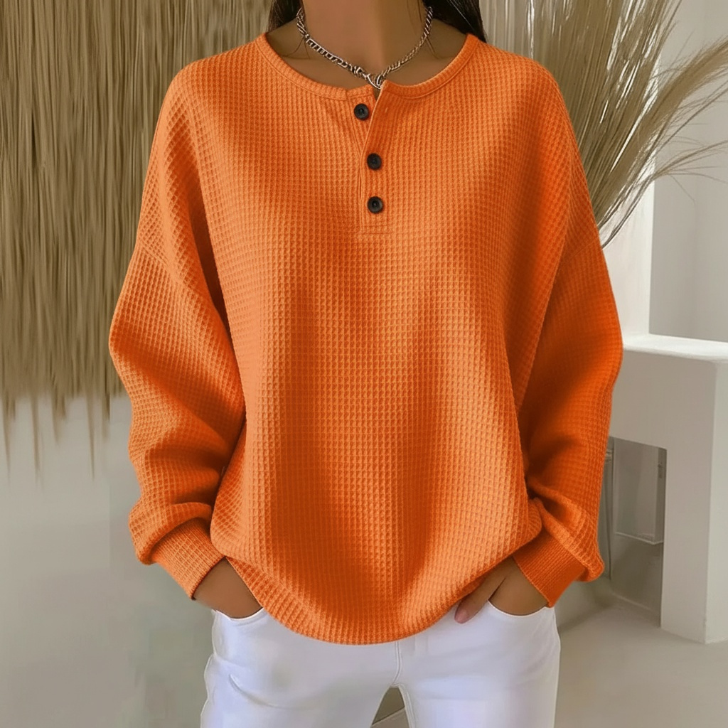 Kvinders Sweatshirt | Vaffelstrikket Knapfront