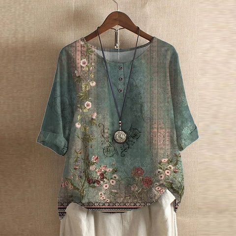Dame Bluse | Vintage Blomstret Print