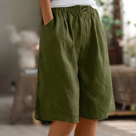Dame Shorts | Elastisk Talje Løs Pasform Lomme