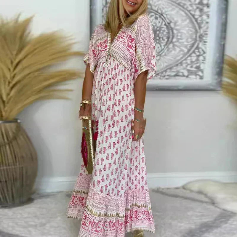 Kvinders Kjole | Boho Print Maxi