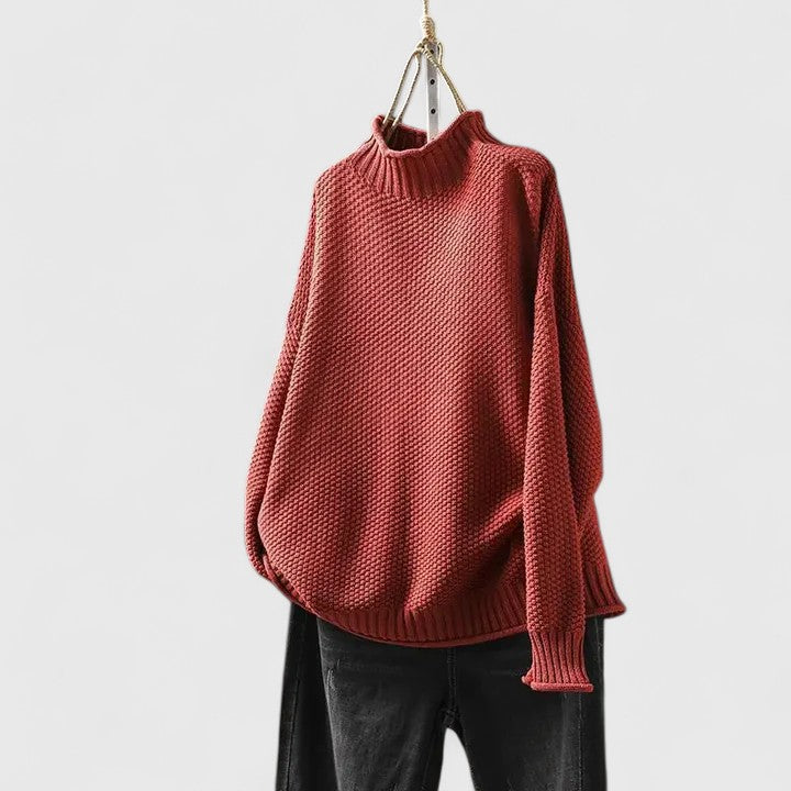 Kvinders Sweater | Tekstureret Mock Neck