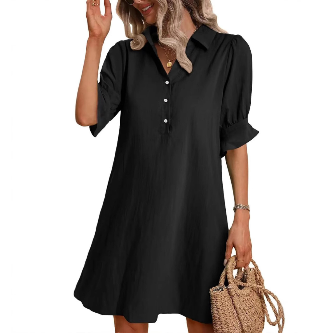 Kvinders Kjole | Delvis Knappet Placket Mini