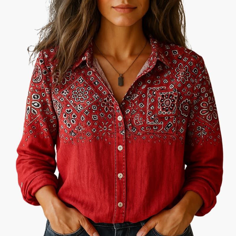 Damebluse | Lange ærmer Paisley