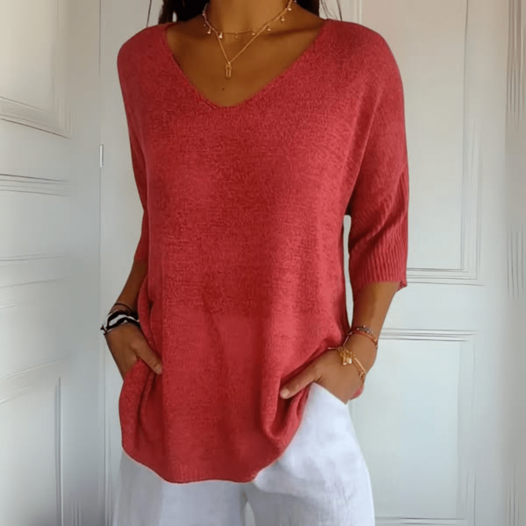 Kvinders Sweater | V-Hals Løs Silhuet