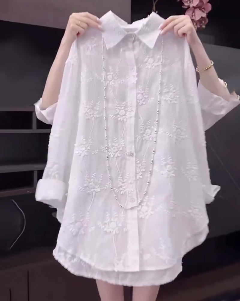 Kvinders Bluse | Blomsterbroderet