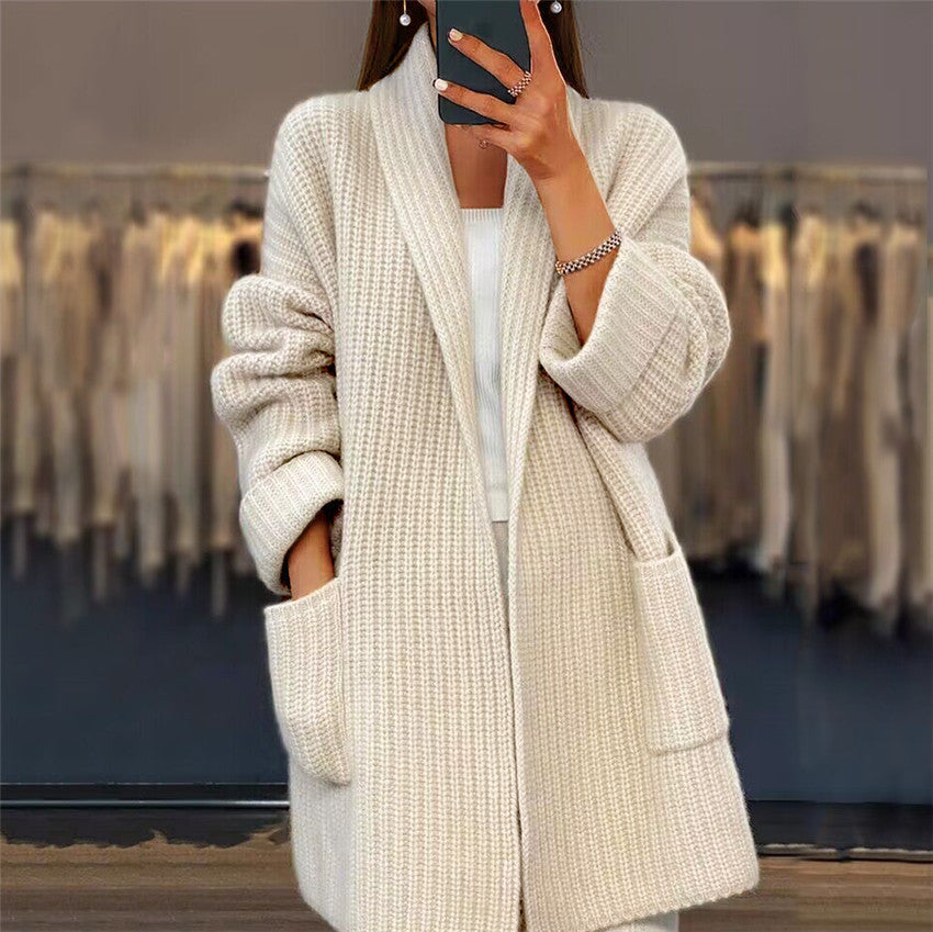 Dame Cardigan | Åben Front Strik Lommer