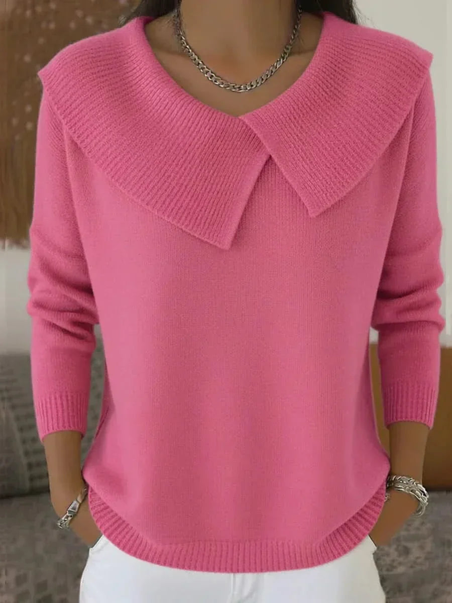 Kvinders Sweater | Ribbet Krave Detalje