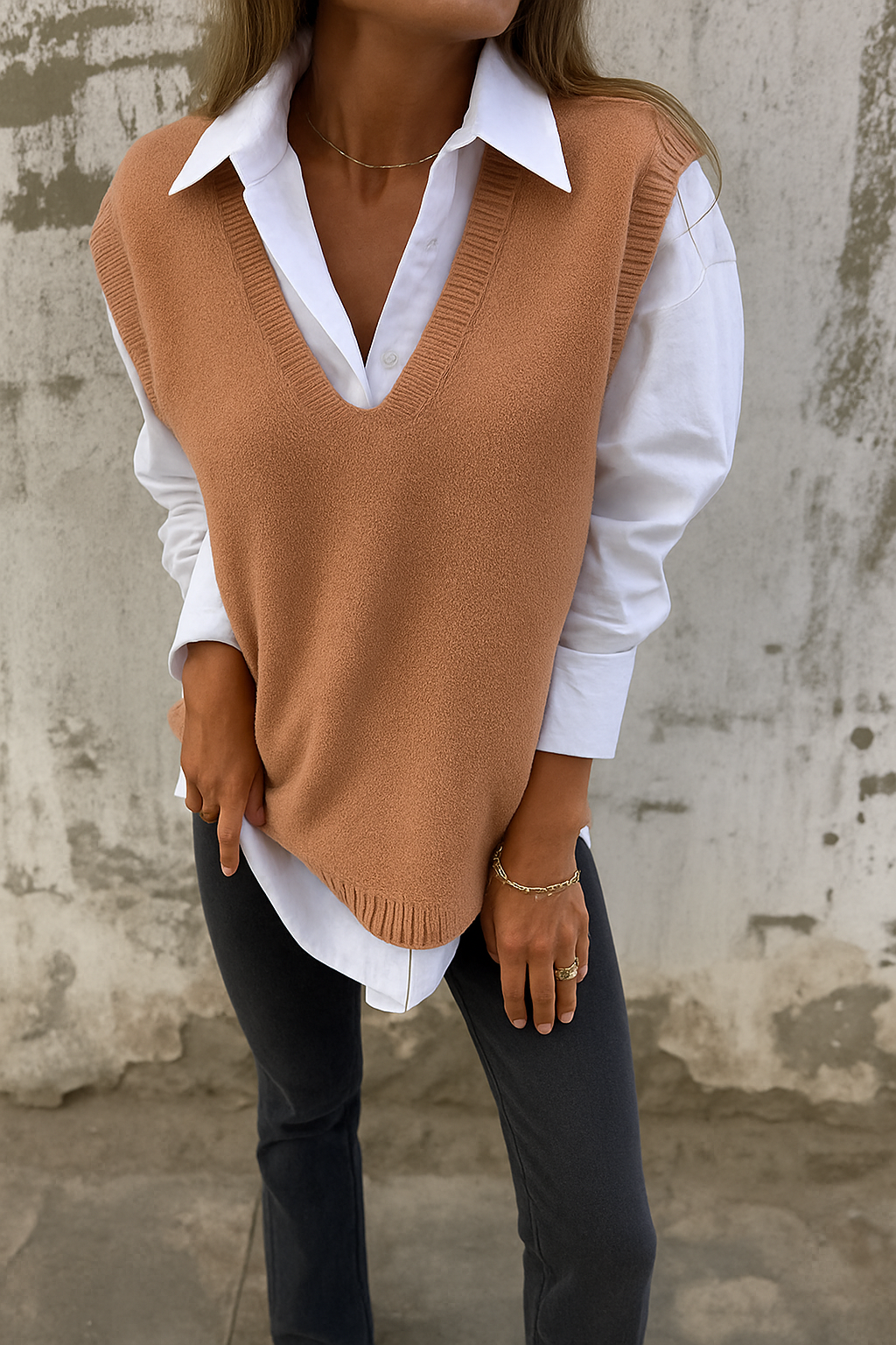 Kvinders Sweater | V-Hals Langline Fit