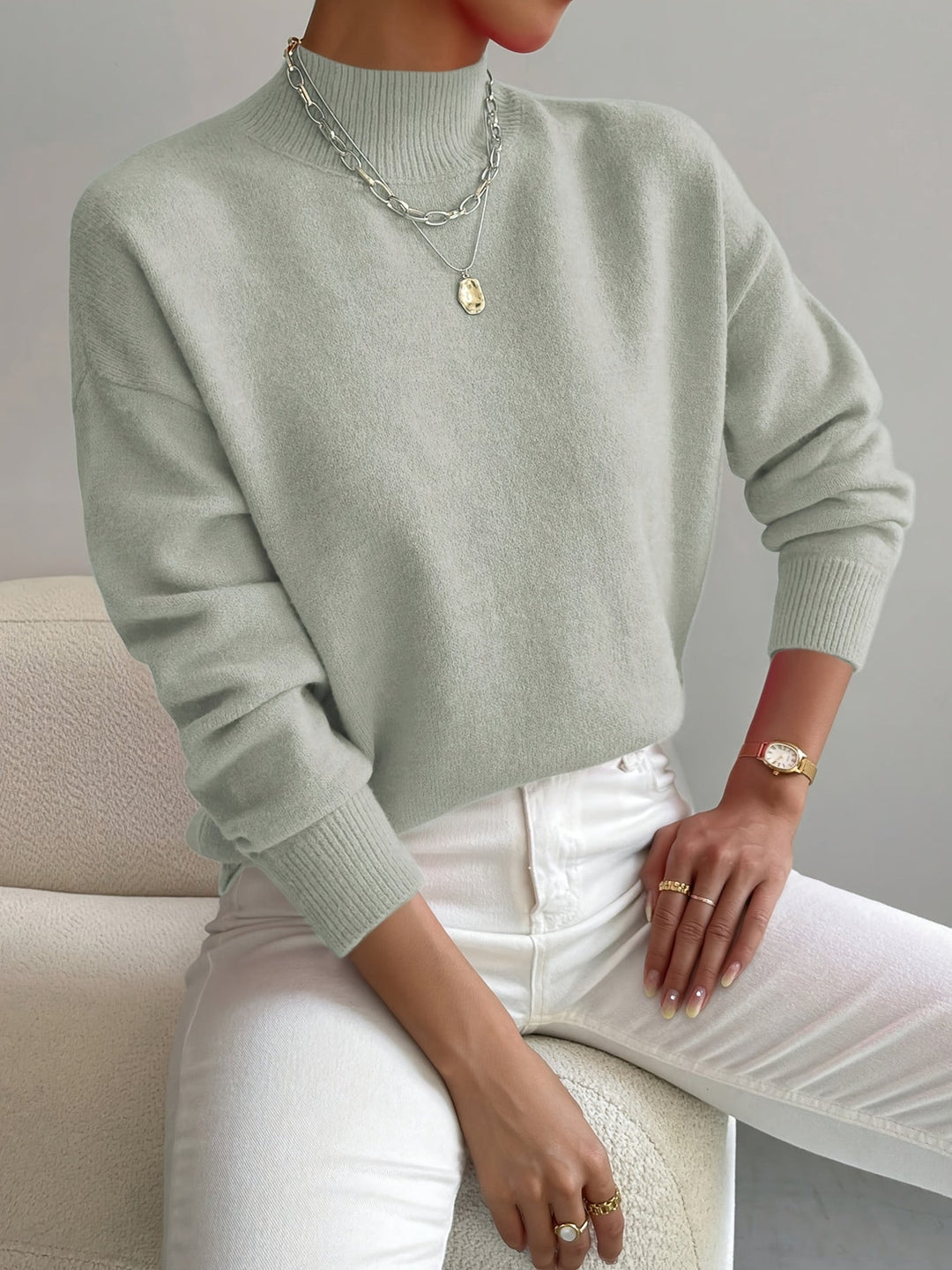 Kvinders Sweater | Rund Hals med Ribkant