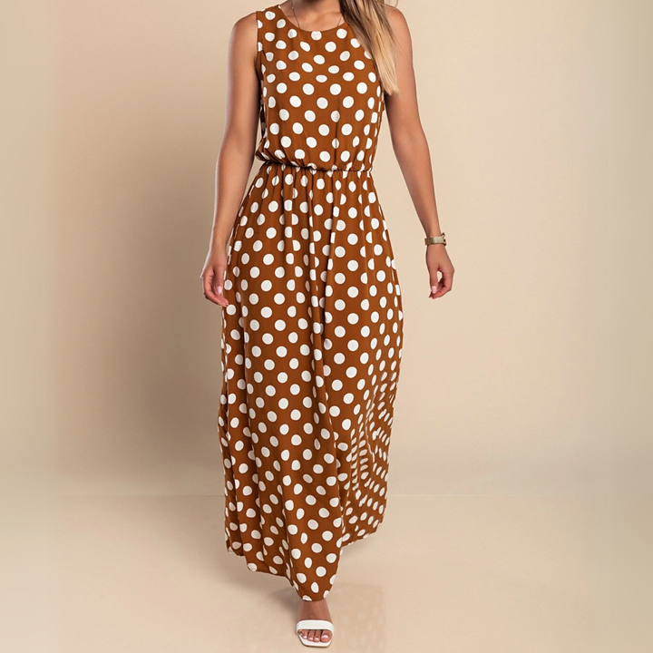 Kvinders Kjole | Uden Ærmer Maxi Polka Dot Print