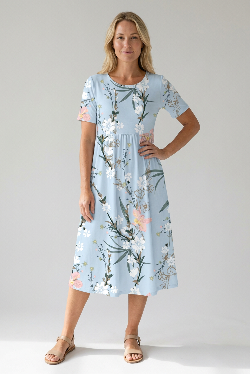 Kvinders Kjole | Mønstret Blomster Midi