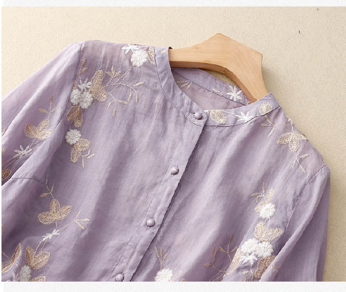Kvinders Bluse | Broderede Detaljer