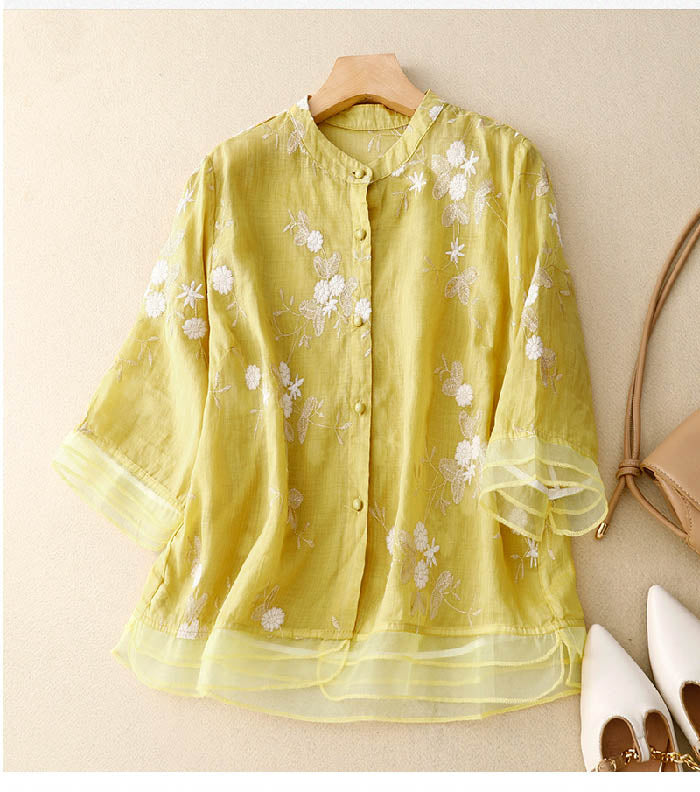 Kvinders Bluse | Broderede Detaljer